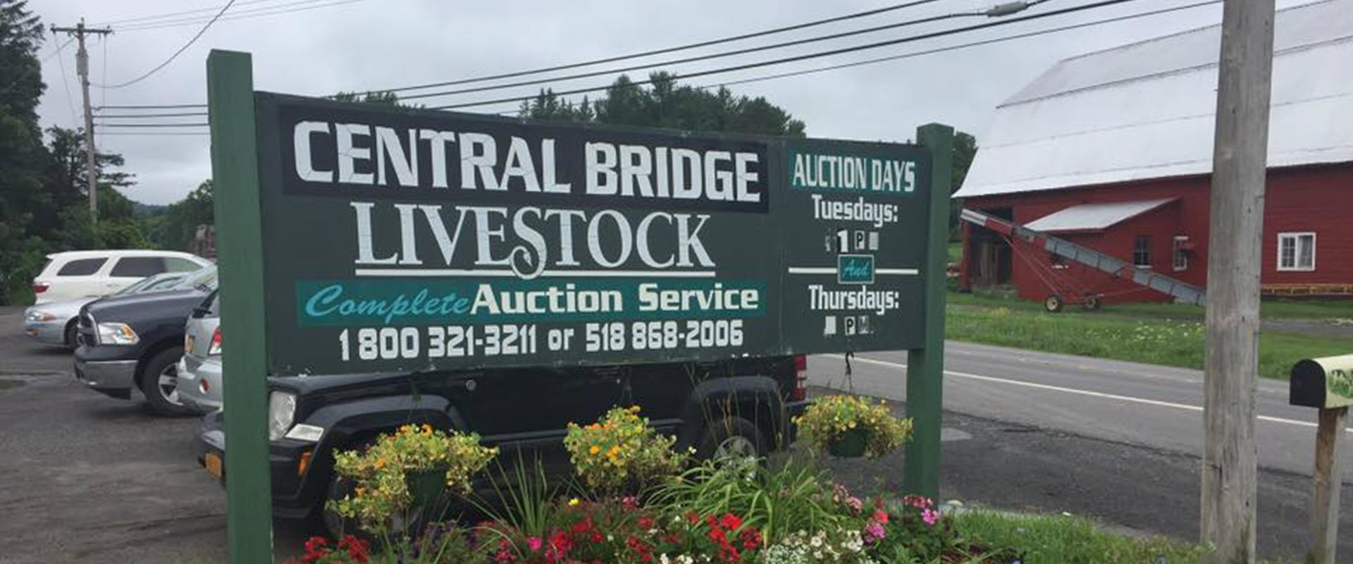 Central Bridge Livestock Auction location sign